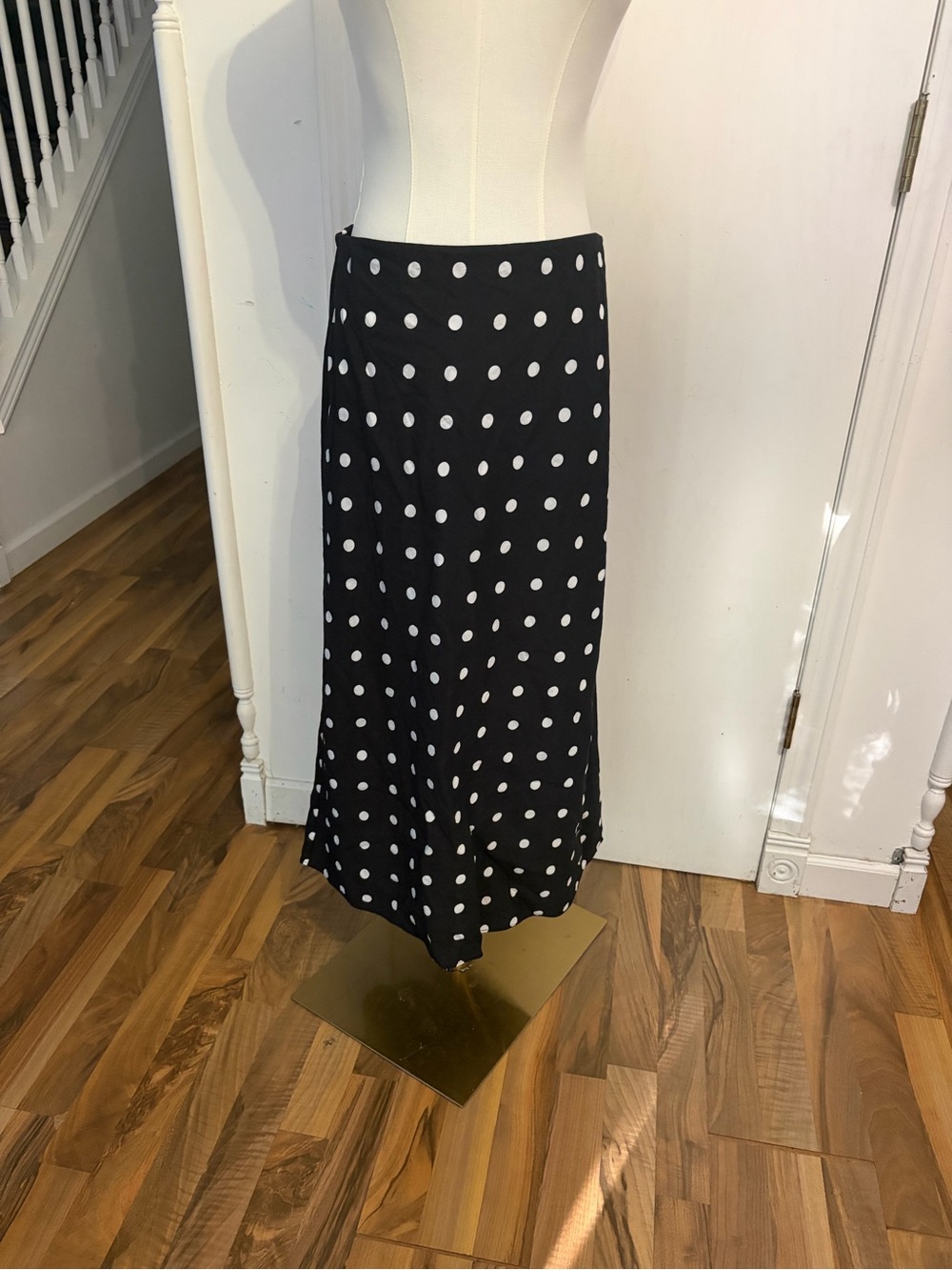 Madewell Black Maxi Skirt with White Polka Dots, 6, Like New